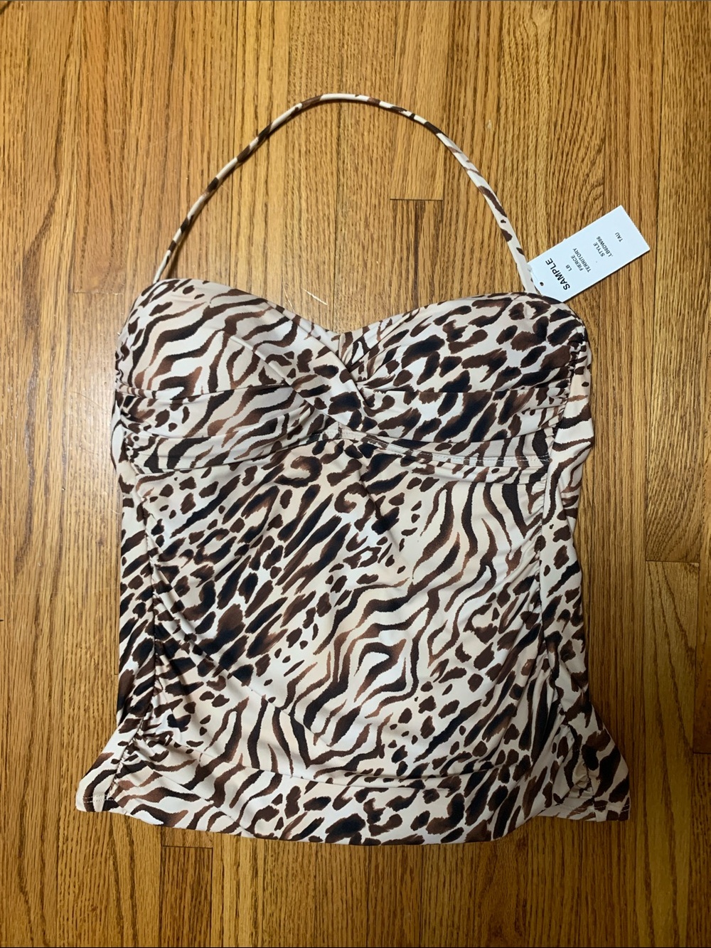 La Blanca swimsuit - animal print strapless bandeau tankini top